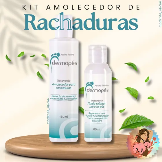 Kit Amolecedor Para Rachaduras 180 ml + Fluído Selador Para Os Pés 60 ml Dermopés Abelha Rainha