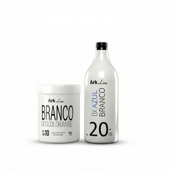 Kit Pó Descolorante Branco Ark Line 500g + OX 20V | Clareamento Profissional seguro e Uniforme, Resultado Superior