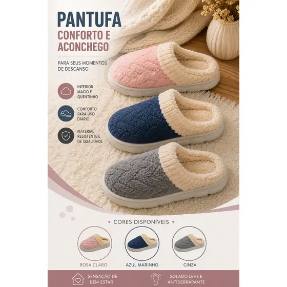 PANTUFA PELUCIADA ADULTO SOLA ANTIDERRAPANTE CORES SORTIDAS - T&H - 2503