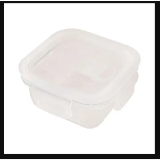 POTE DE VIDRO QUADRADO COM TAMPA HERMÉTICA E VÁLVULA 310ML - FLASHGOODS - F0363