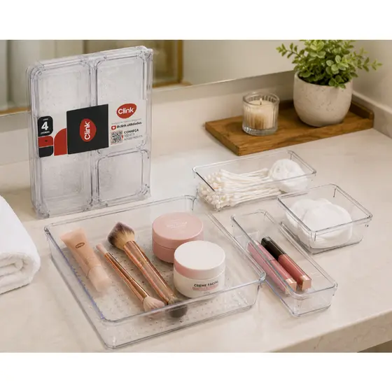 KIT COM 4 ORGANIZADORES MULTIUSO PARA GAVETAS CLOSET - CLINK - CK7661