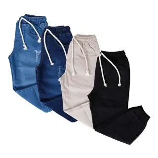 Kit 4 Calça Jogger Jeans Sarja Infantil Menino Masculino