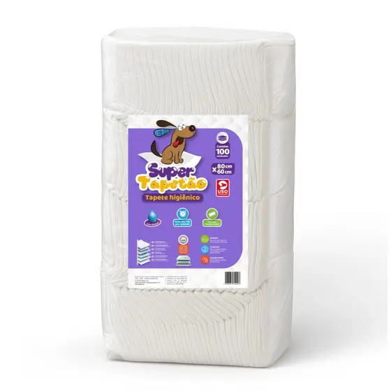 Tapete Higiênico Cachorro Cães Pet Super Tapetão 80x60 - 100 Un.