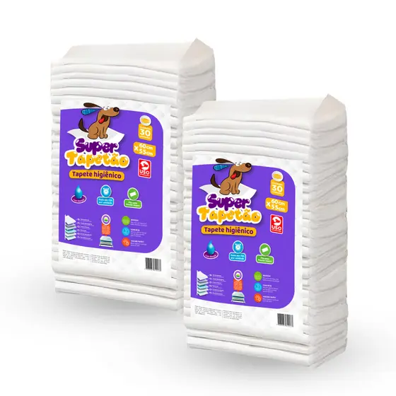 Tapete Higiênico Cães Cachorro Pet Super Tapetão 60x55 - Kit 60 unidades