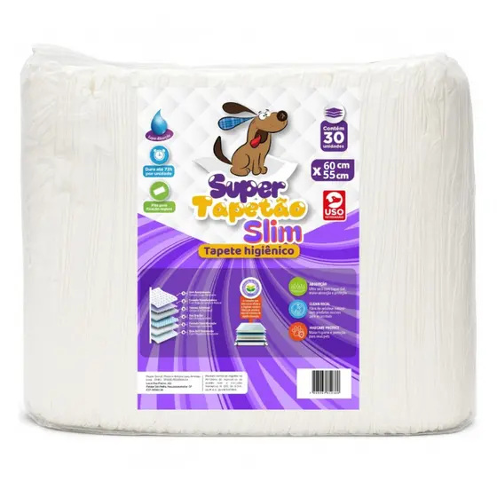 Tapete Higiênico para Cachorro Pet Super Tapetão Slim 60x55 com 30 Un.