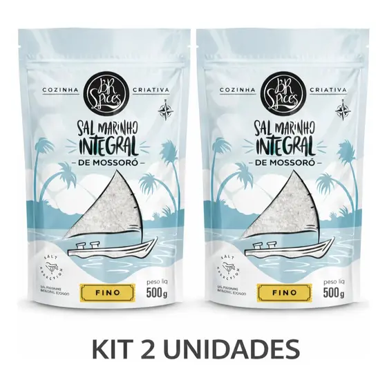 Kit 2 Sal Marinho 500g Fino Integral Mossoró Br Spices