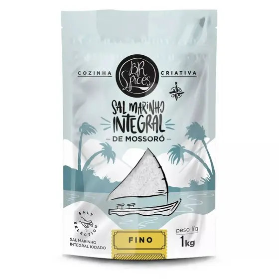 Sal Marinho Integral Fino Mossoró 500g e 1Kg BR Spices Pouch