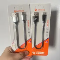 CABO CURTO 24cm ALTA RESISTÊNCIA TIPO C E LIGHTNING (IPHONE) Marca Peining Original