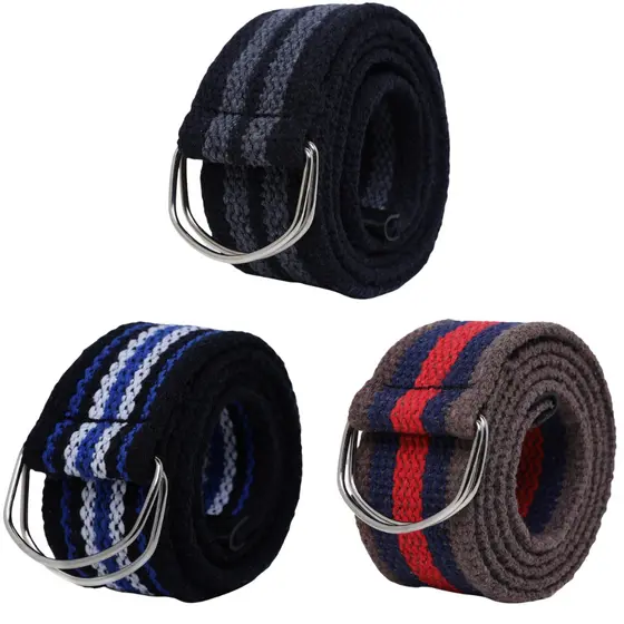 Kit 3 Cinto Masculino Fivela Argola Tecido Lona Gorgurão Alta Qualidade