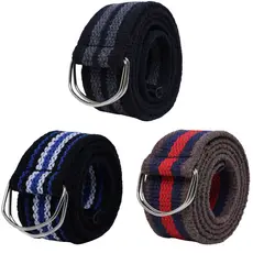Kit 3 Cinto Masculino Fivela Argola Tecido Lona Gorgurão Alta Qualidade