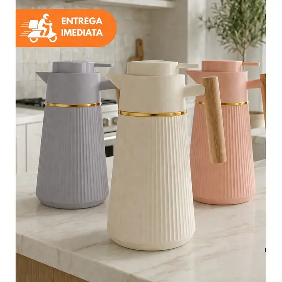 Garrafa Térmica 1L Inox Café Chá Quente e Frio Portátil Resistente Premium