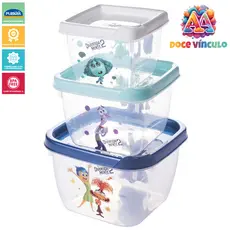 Kit 3 Potinhos Divertidamente Pote Infantil Plástico Lancheira Plasutil