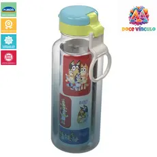 Garrafinha de Água Com Adesivos Bluey 600 ml Plasútil