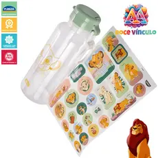 Garrafa de Água Com Adesivos Rei Leão Disney 600 ml Plasútil