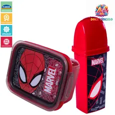 Lancheira Infantil Marmita Homem Aranha Com Tampa Hermética e Porta Escova Dentes Plasutil