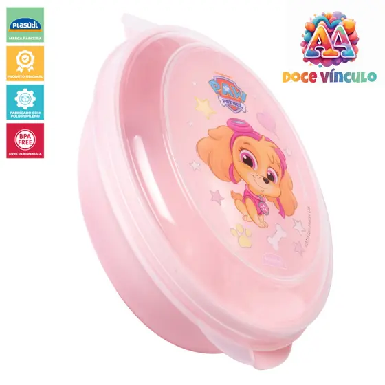 Saboneteira Infantil Patrulha Canina Baby Sky 180ml Rosa Portátil Para Viagens Resistente Plasutil