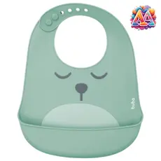 Babador de Silicone com Pega Migalhas Gumy Verde Buba