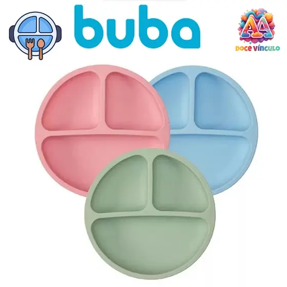 Prato Infantil Divisória Em Silicone Com Ventosa Macio Bebê Buba Original