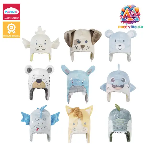 Touca Infantil Menino Gorro Lúdico Inverno Bebe Gorro de bebe Peluciado Pimpolho