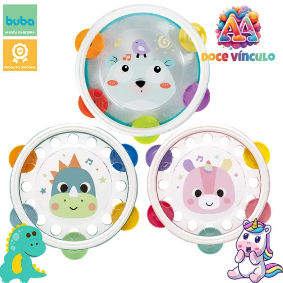 Brinquedo Bebe Musical Meu Primeiro Pandeiro Buba Zoo Bebê Sensorial