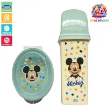 Kit Saboneteira e Porta Escova Dentes Infantil Mickey Disney Lúdico Multiuso Kit Escolar