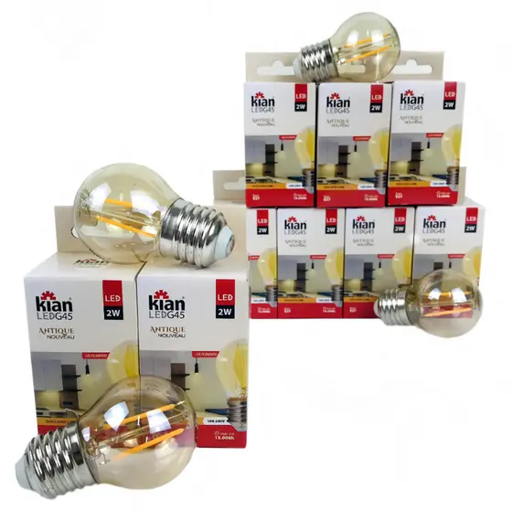 Lâmpadas LED Filamento G45 2W E27 - Branca Quente 2.200K Bivolt