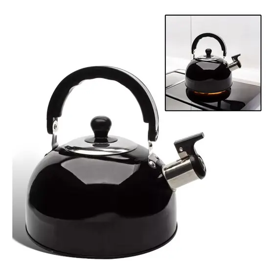 Chaleira Inox 2L com Apito para Fogão Gás Indução Elétrico Café Chá Ferve Rápido Luxo Prata 2 Litros