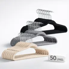 Kit Cabide Veludo Slim Ultrafino Antideslizante Gancho Cromado 360° Adulto Organizador Roupas Closet