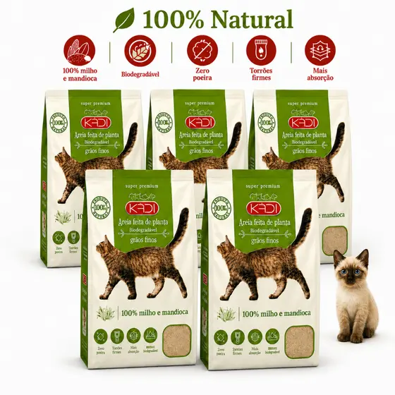 Areia Biodegradável Zero Poeira Alta Absorção + Brinde 8, 10 e 12kg