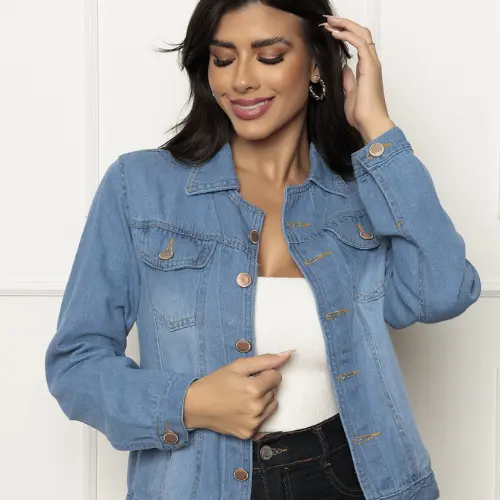 Jaqueta Jaquetinha Jeans Feminina Super Confortável Estilosa Tendencia