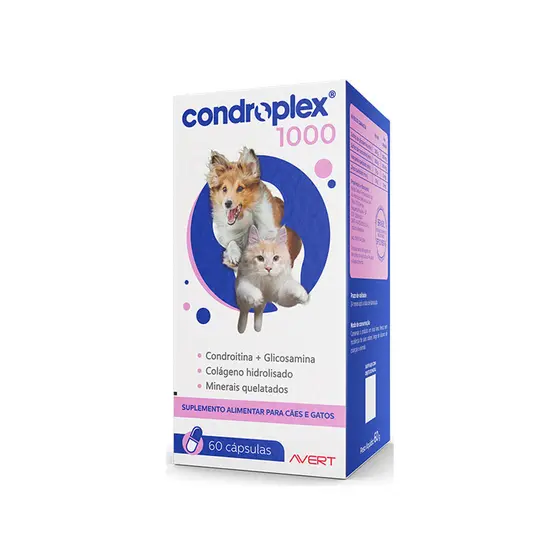 Condroplex 1000 Mg Suplem. Cães E Gatos Avert 60 Cápsulas