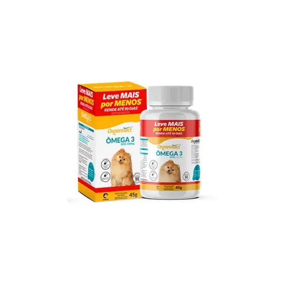 Omega 3 Dog 500mg 90 Cápsulas Organnact  45g