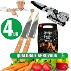 Conjunto De Utensílios De Cozinha Facas Afiador Amolador Tabua De Corta Carnes Legumes