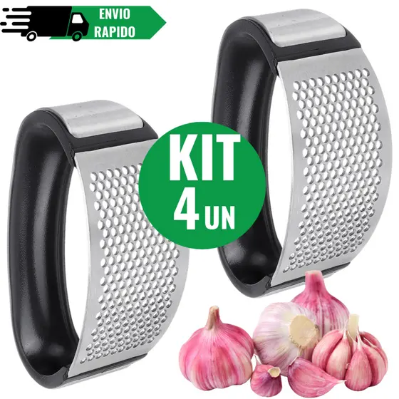 Kit Espremedor Amassador Triturador De Alho Inox Manual Utensílio Cozinha Casa Restaurante
