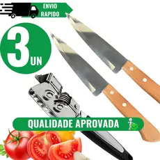 kit 2 facas de cozinha Peixeira 6´´ aço inox mais Afiador amolador profissional