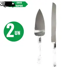 Kit Conjunto 2 Espátulas em Aço Inox Para Bolo Tortas Corta Servir
