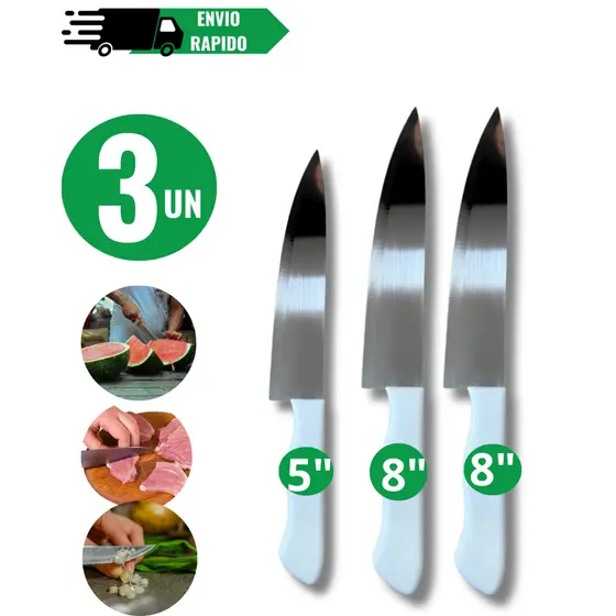 Kits 3/2/ Facas De Cozinha Em Aço Inox Peixeira Profissional antibacteriana Carnes Legumes