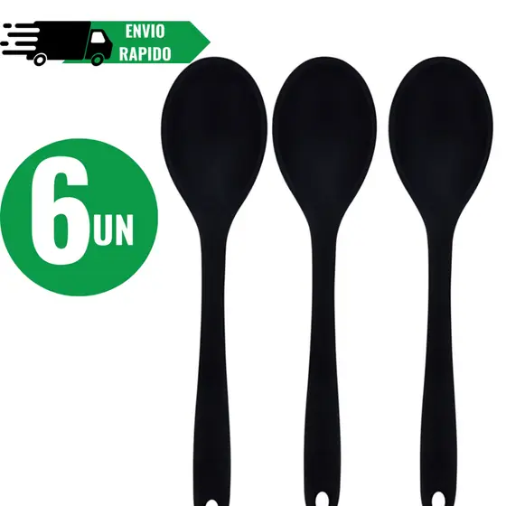 Colher De Silicone Vermelho e Preto Grande Durável Material De Segurança Adorável Artigos De Cozinha Promoção