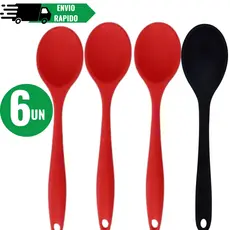 KIT Colher De Silicone Vermelho Grande Durável Material De Segurança Adorável Artigos De Cozinha