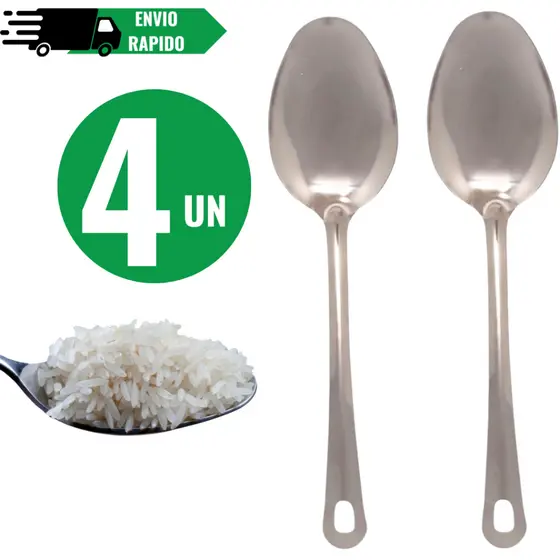 KITs 4 ou 2 Colher De Arroz Para Servir GRANDE Cabo Longo 100 % Aço Inox 26cm Casa Restaurante Buffet Multiuso Universal