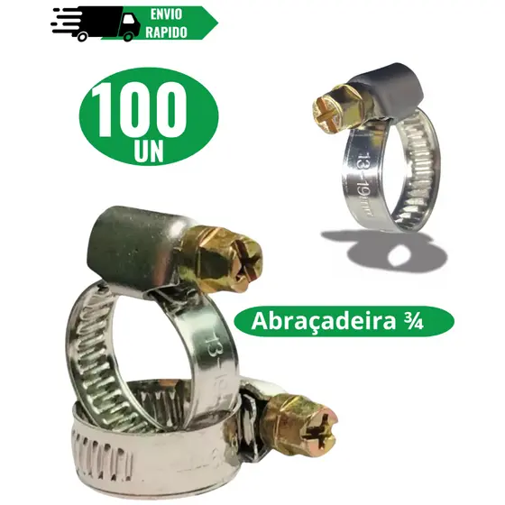 Kit Abraçadeira De Metal Para Mangueira Grossa 3/4 Pol Reforçada