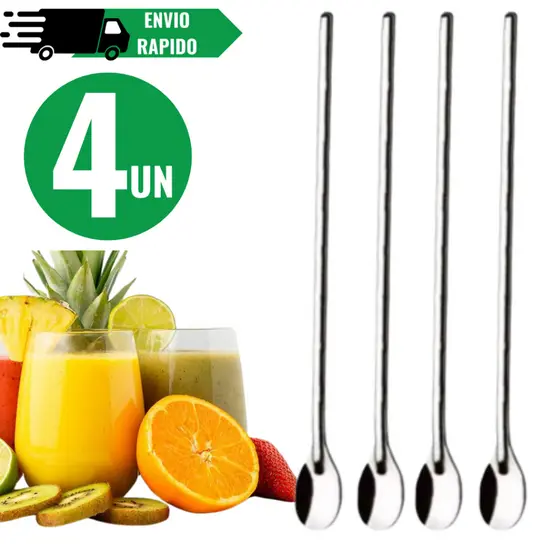 Kit Colher Bailarina Aço Inox 30cm Para Sucos e Drinks Colher de longo  Alcance Para Jarras