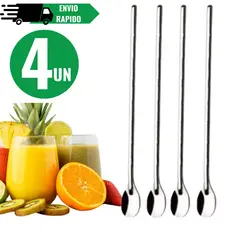 Kit Colher Bailarina Aço Inox 30cm Para Sucos e Drinks Colher de longo  Alcance Para Jarras