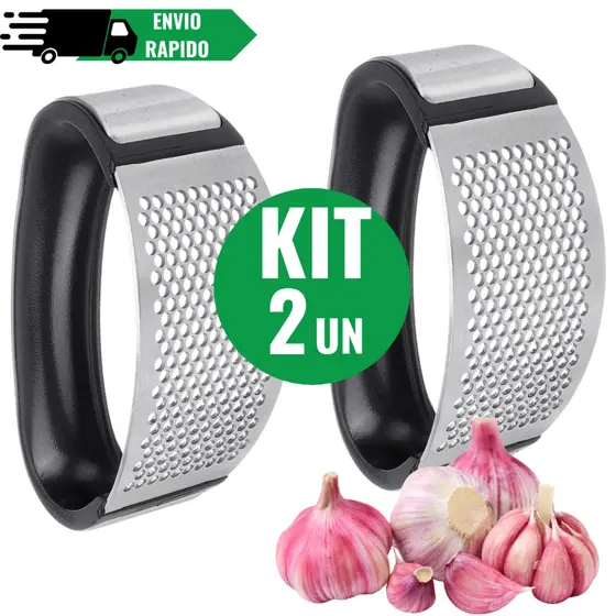 Kit Espremedor Amassador Triturador De Alho Inox Manual Utensílio Cozinha Casa Restaurante