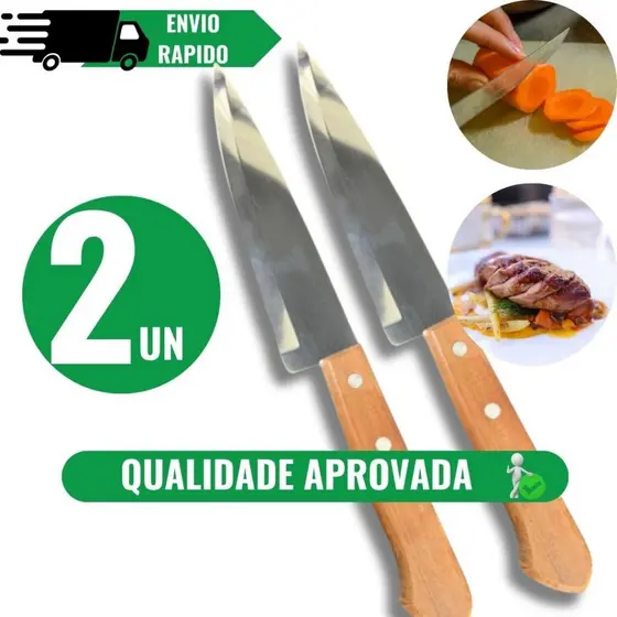 FACAS DE COZINHA PARA CARNE LEGUMES PEIXEIRA DE INOX 6 '' CABO MADEIRA