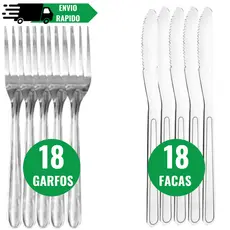 Jogo de Talheres 36/24 Peças em Inox 18 Garfos 18 Facas Facas e garfos de inox