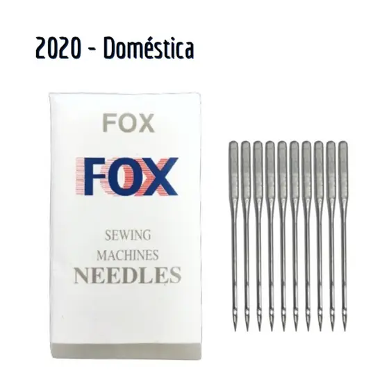 10 Agulha Maquina Costura Doméstica 2020 Nº9/11/12/13/14/16/18/21 c/10un. FOX