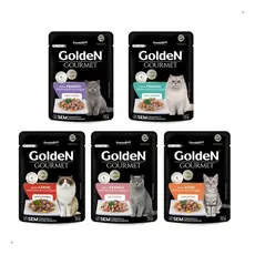 Sachê Golden Gourmet p/ Gatos - Caixa c/ 20 un 70g– Alimento Úmido de Sabores Diversos - Validade Longa
