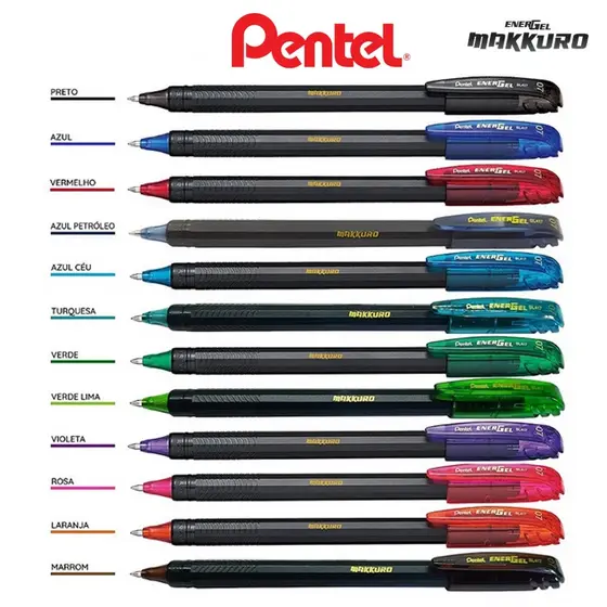 Caneta Gel Energel Makkuro Pentel 0.7mm