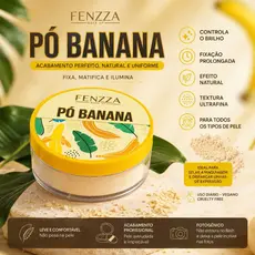 Pó Banana Fenzza 15g Facial Solto Matificante Vegano Controle de Oleosidade